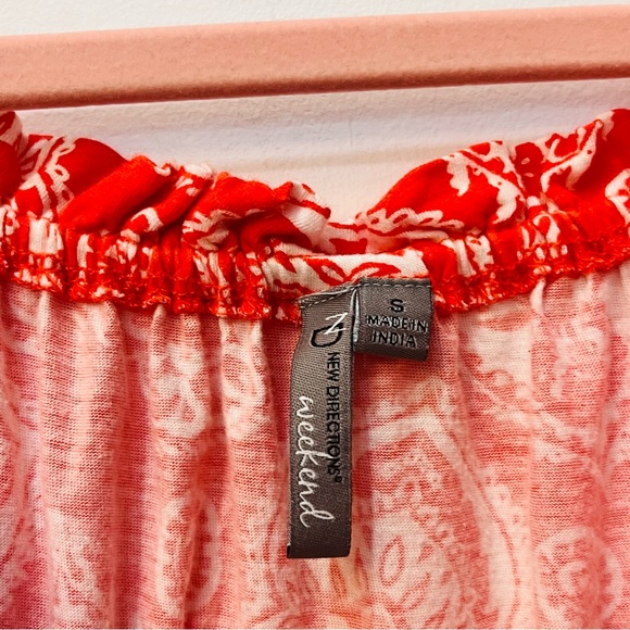 New Directions Size small Blouse Womens Orangeish red Off The Shoulder - Picture 5 of 5